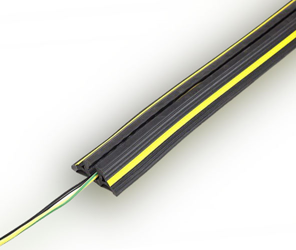 Black&YellowRubberCableProtectorWithSafetyStripes6000mmLong