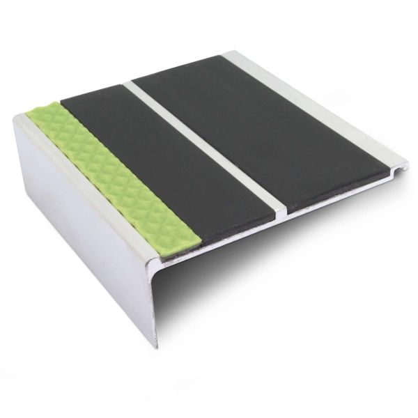 BlackCommercialStairNosing93mmx32mmWithPVCInsertstepedgeprotection