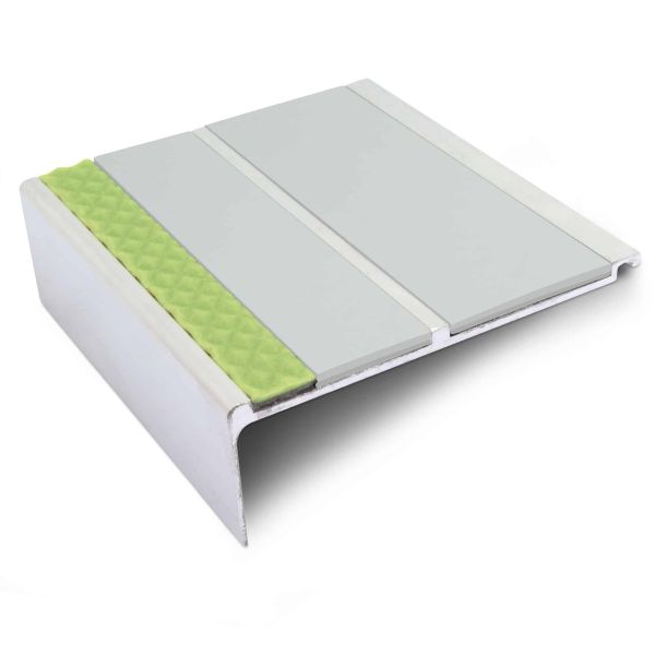 IceGreyCommercialStairNosing93mmx32mmWithPVCInsertstepedgeprotection